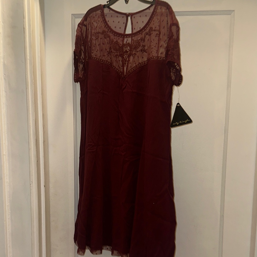 City Triangles Deep Red Lace Mini Dress